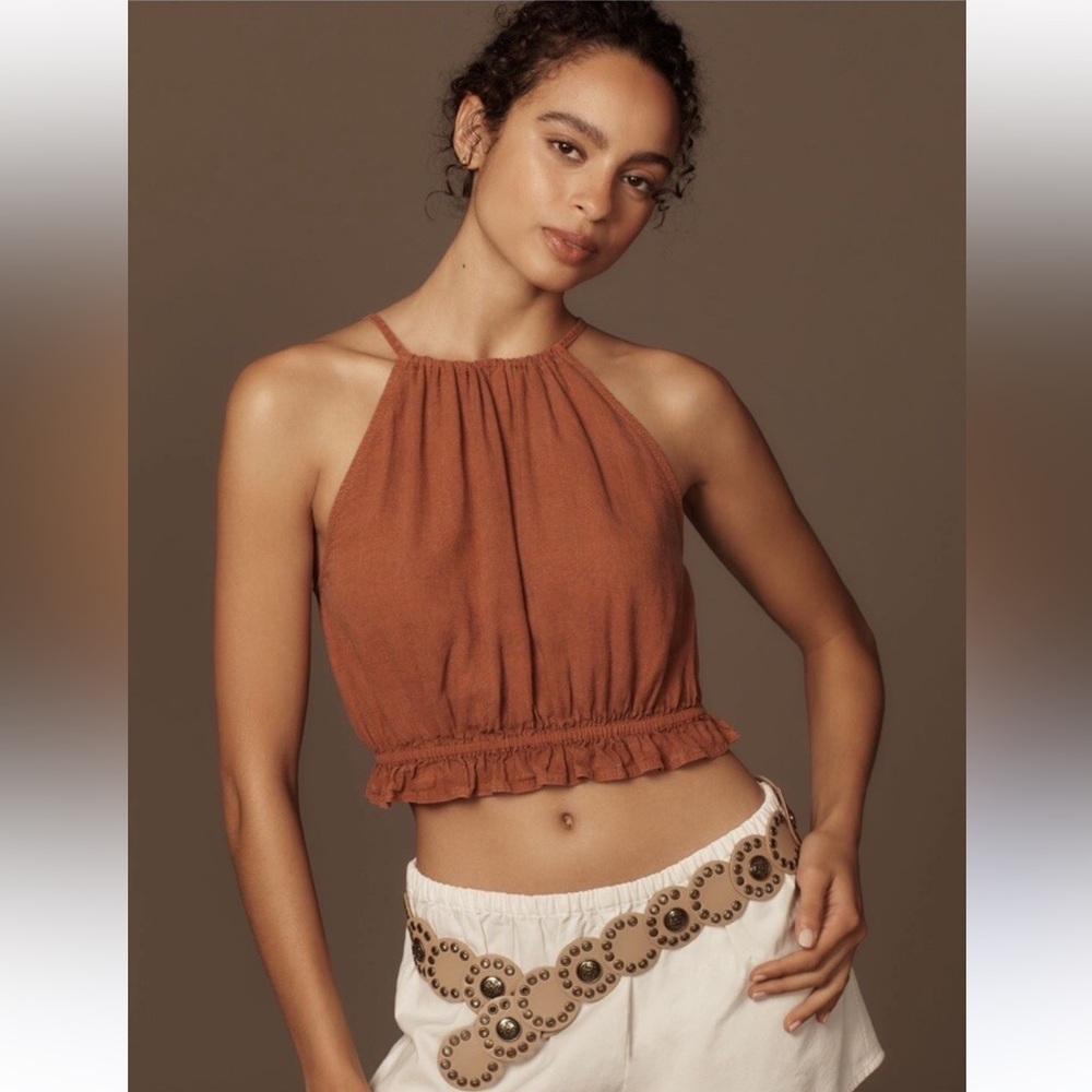 Pilcro Linen Crop Top